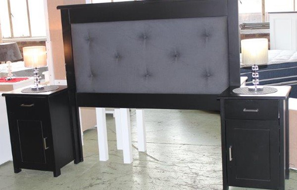 Oxford Upholstered Headboard with Chelsea pedestal – black