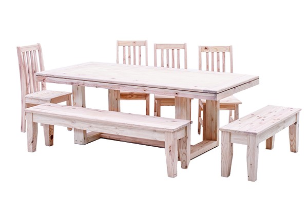New Yorker Table with 4 Eton Chairs and 1800 Bench and 1200 Bench