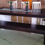 Dallas Dining Table - 5 Bastille chairs and bench